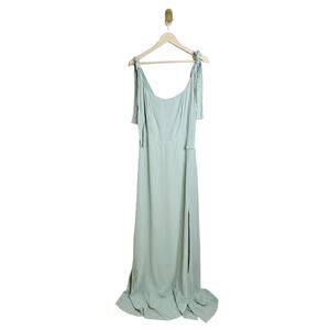 NWT Reformation Westerly Square Neck Maxi Dress Slit Celadon Mint Green US 10
